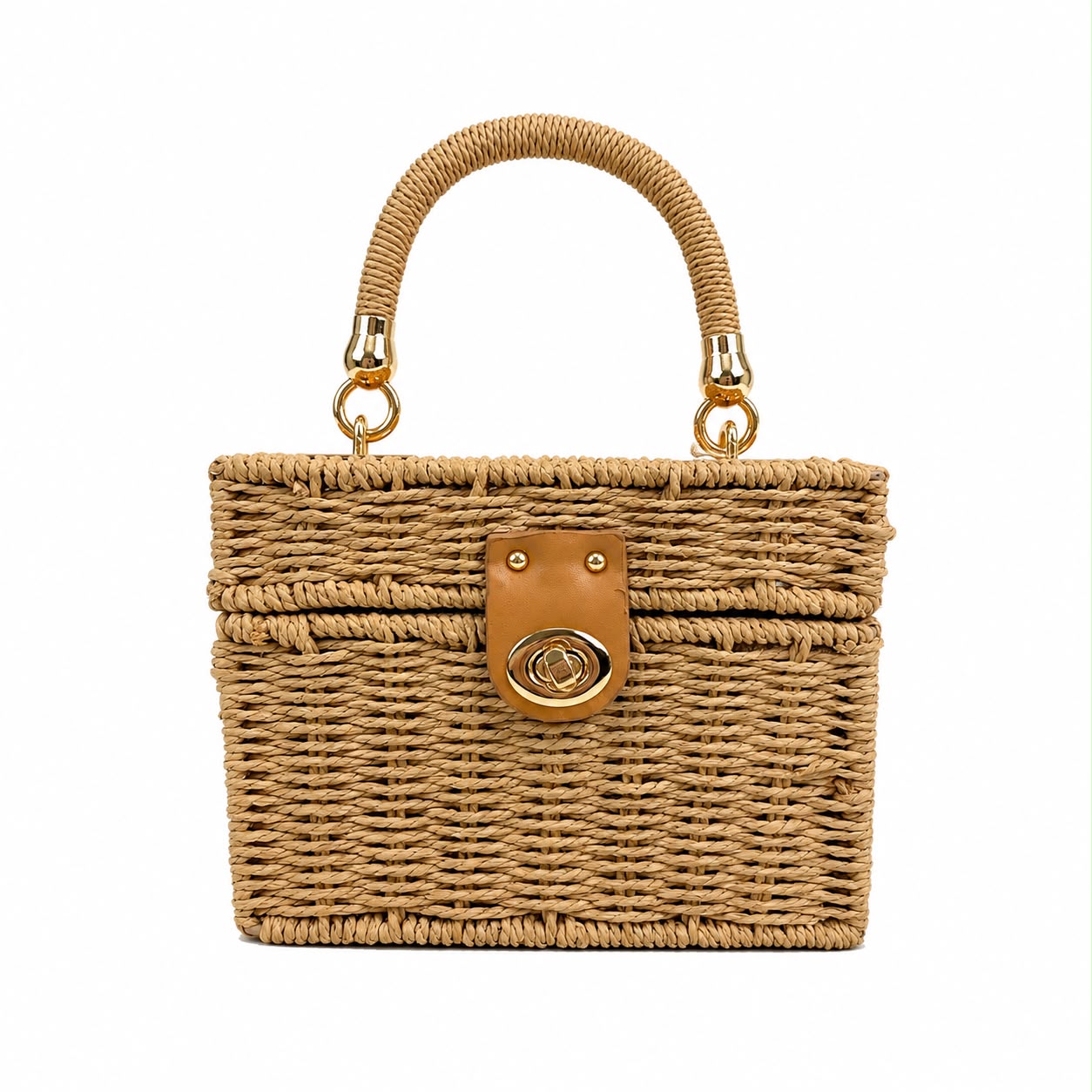 Bolsa estruturada em palha natural