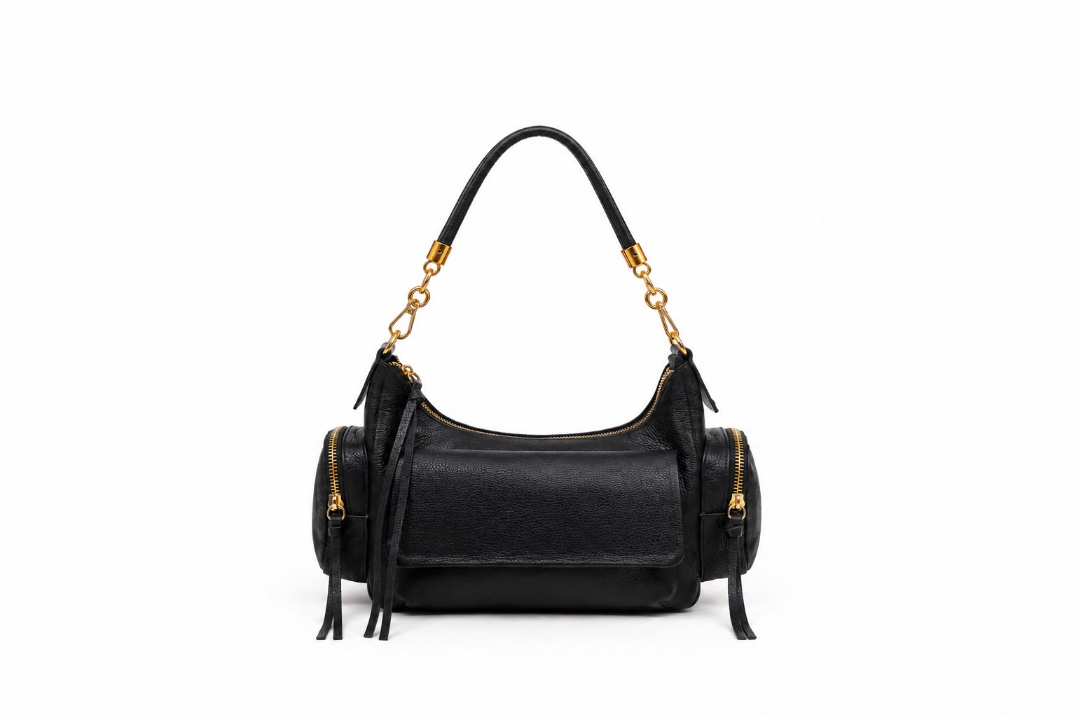 Bolsa tiracolo c/ bolsos laterais- Couro