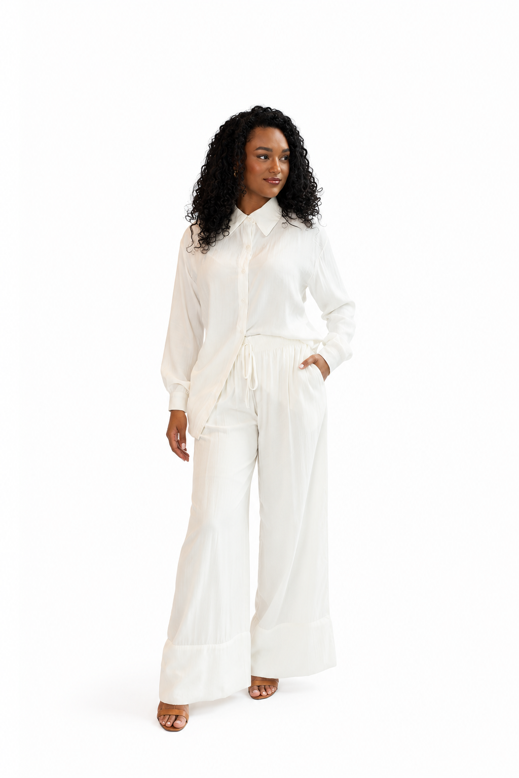 Conjunto camisa e calça pantalona