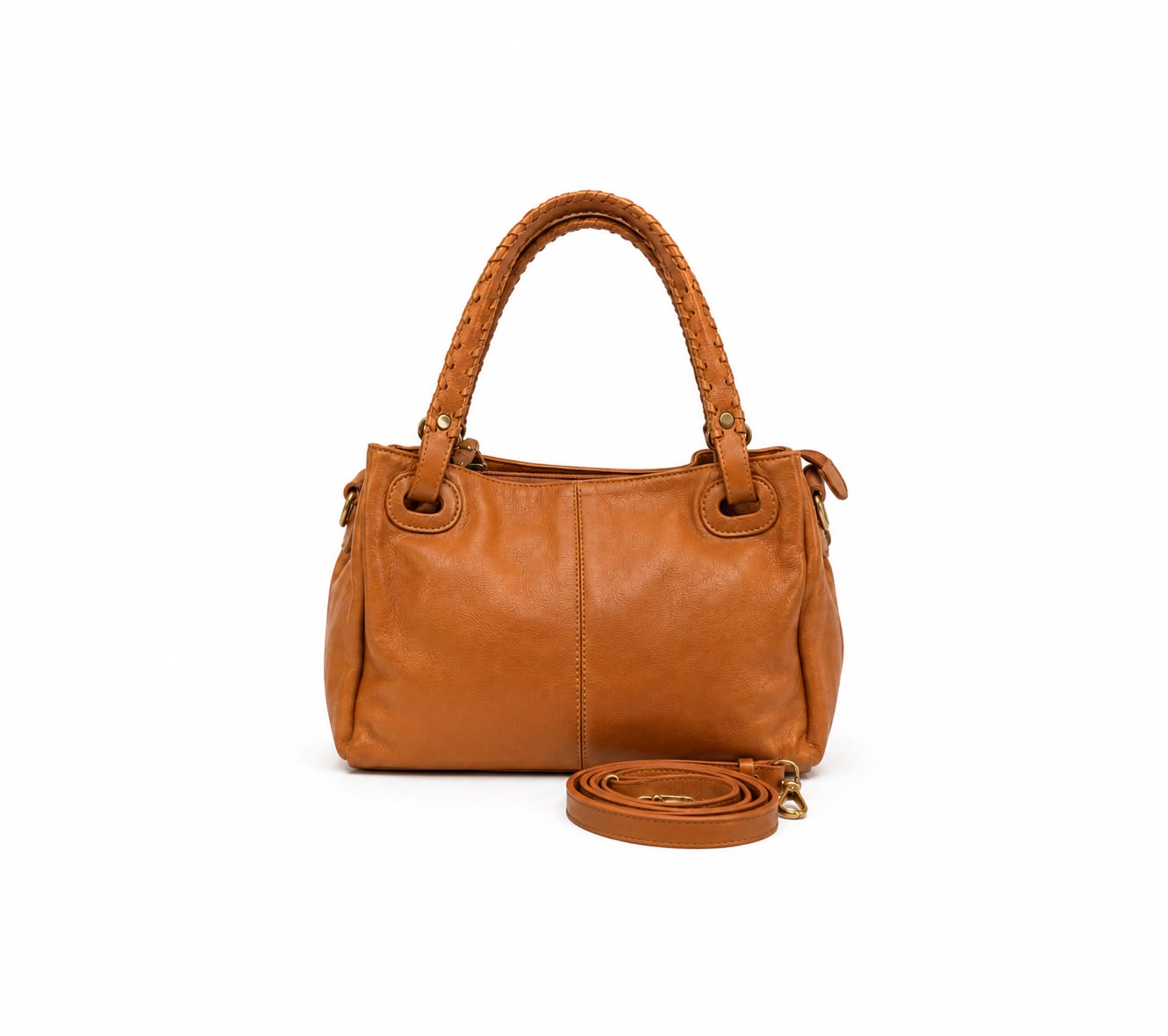 Bolsa tote c/ alça trançada- Couro