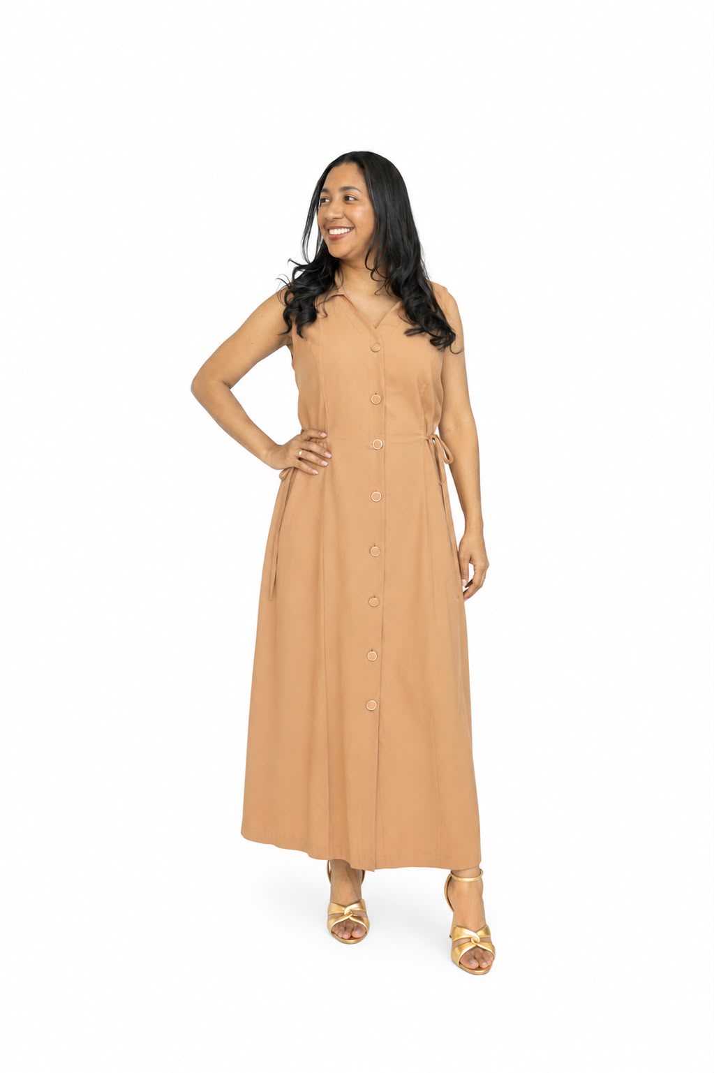 Vestido C/ Botões E Amarração