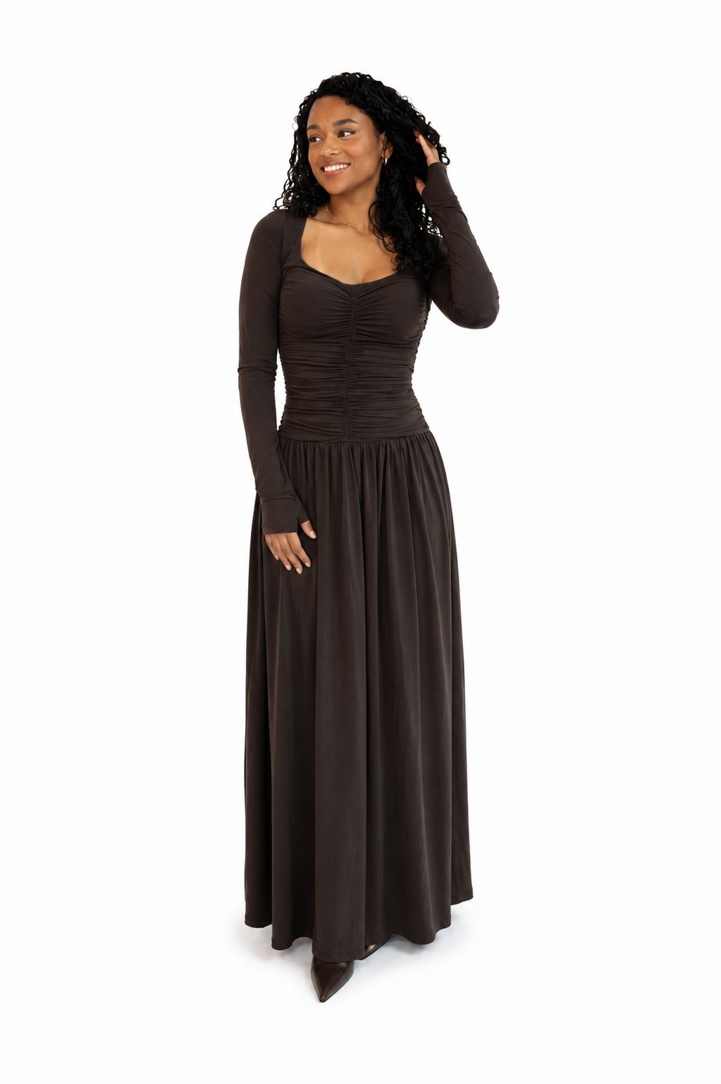 Vestido longo drapeado