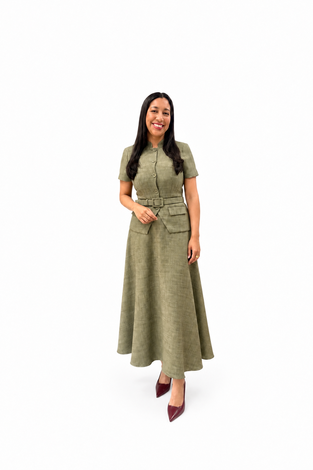 Vestido midi estruturado c/cinto