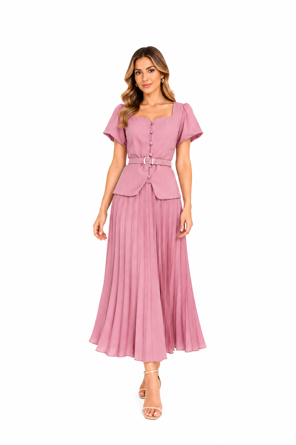 Conjunto midi plissado