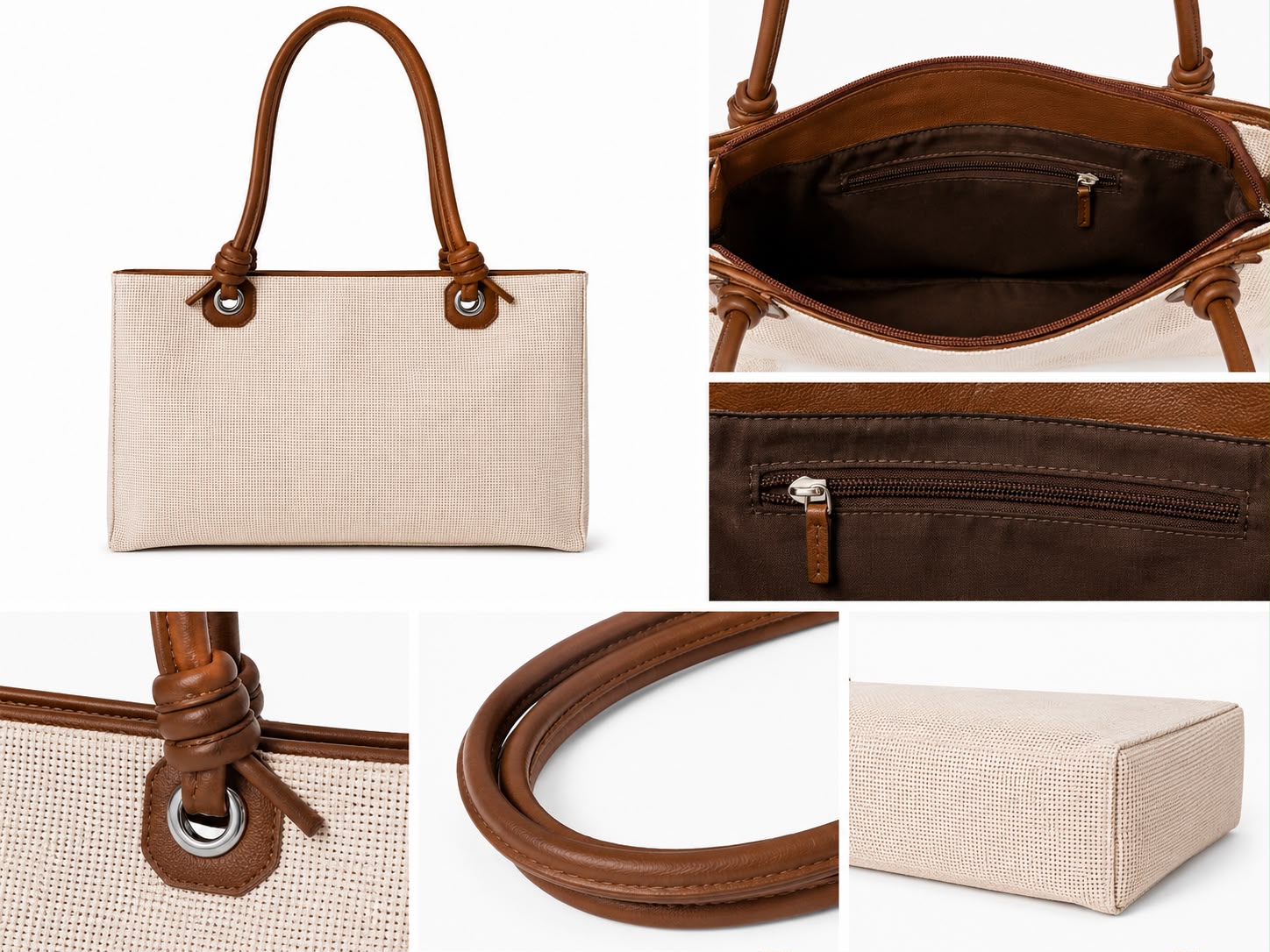 Bolsa tote c/ alças de nó cor caramelo